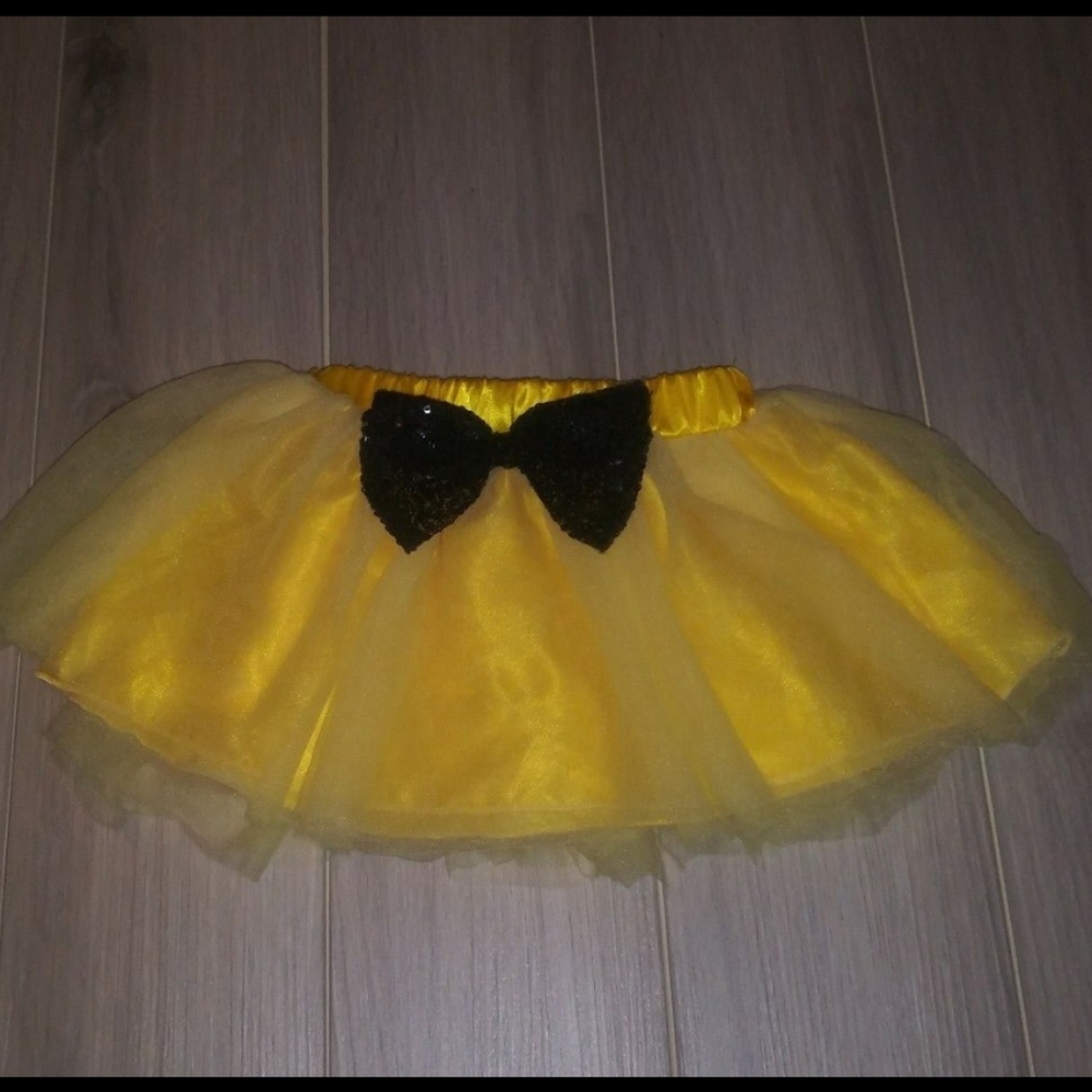 Yellow TuTu - Black Sequined Bow